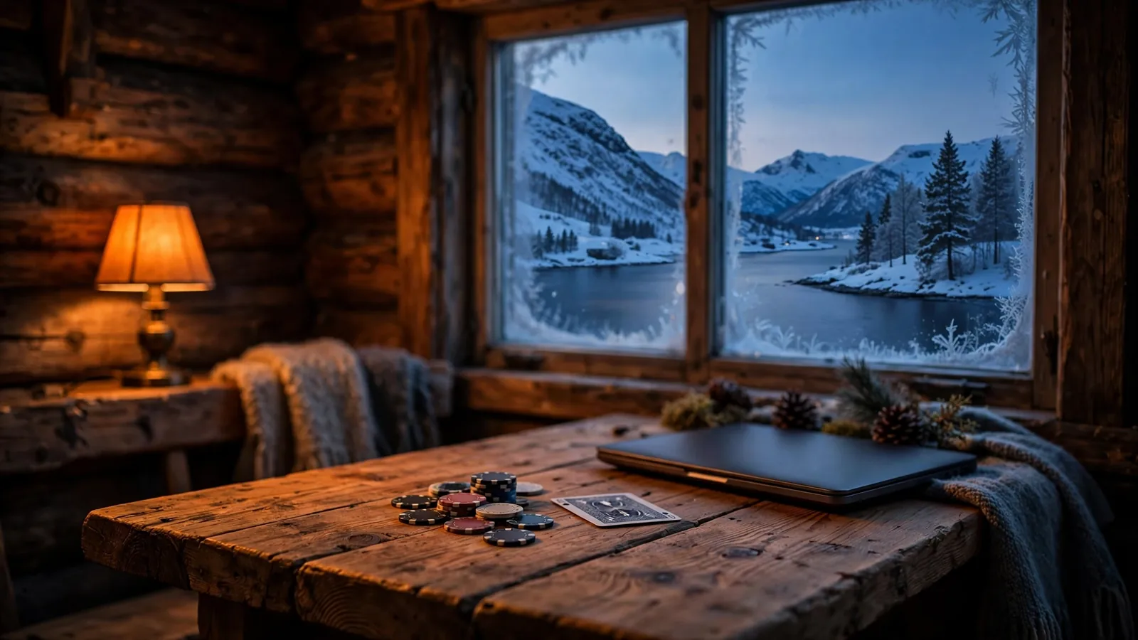 Koselig norsk hytte med casinospill og utsikt over fjord
